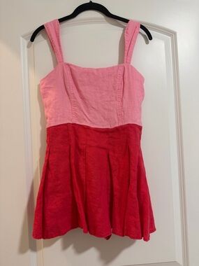 Pink and red linen romper size medium
